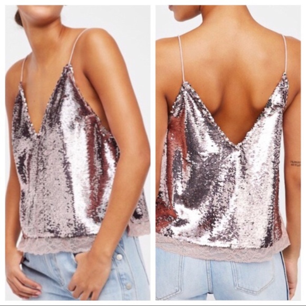 Free people pink sequin tank